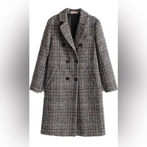 Perfect Classic Winter Fall Overcoat Plaid Coat, double breasted, long, XL